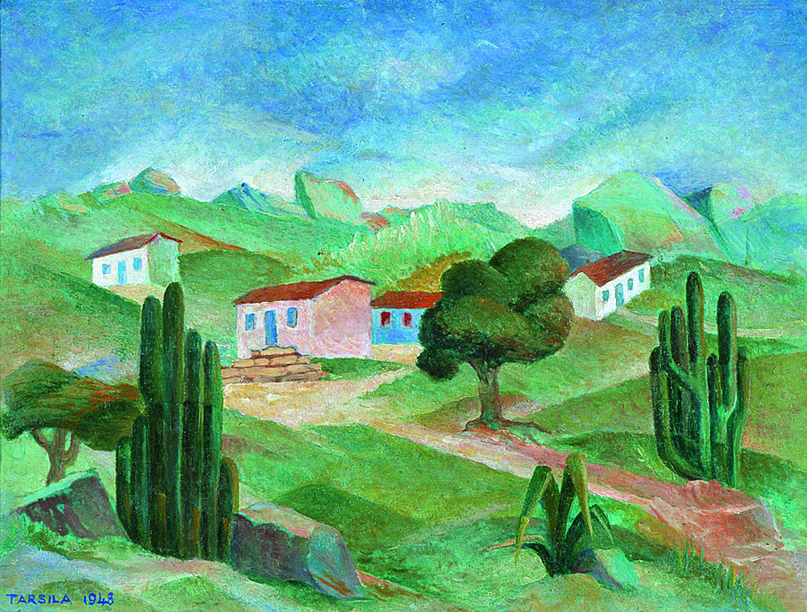 Tarsila do Amaral, Paisagem, 1948&oacute;leo sobre tela colada sobre papel&atilde;o28,3 x 37,3 cmDoa&ccedil;&atilde;o Carlo TamagniCole&ccedil;&atilde;o MAM S&atilde;o PauloFoto: Romulo Fialdini