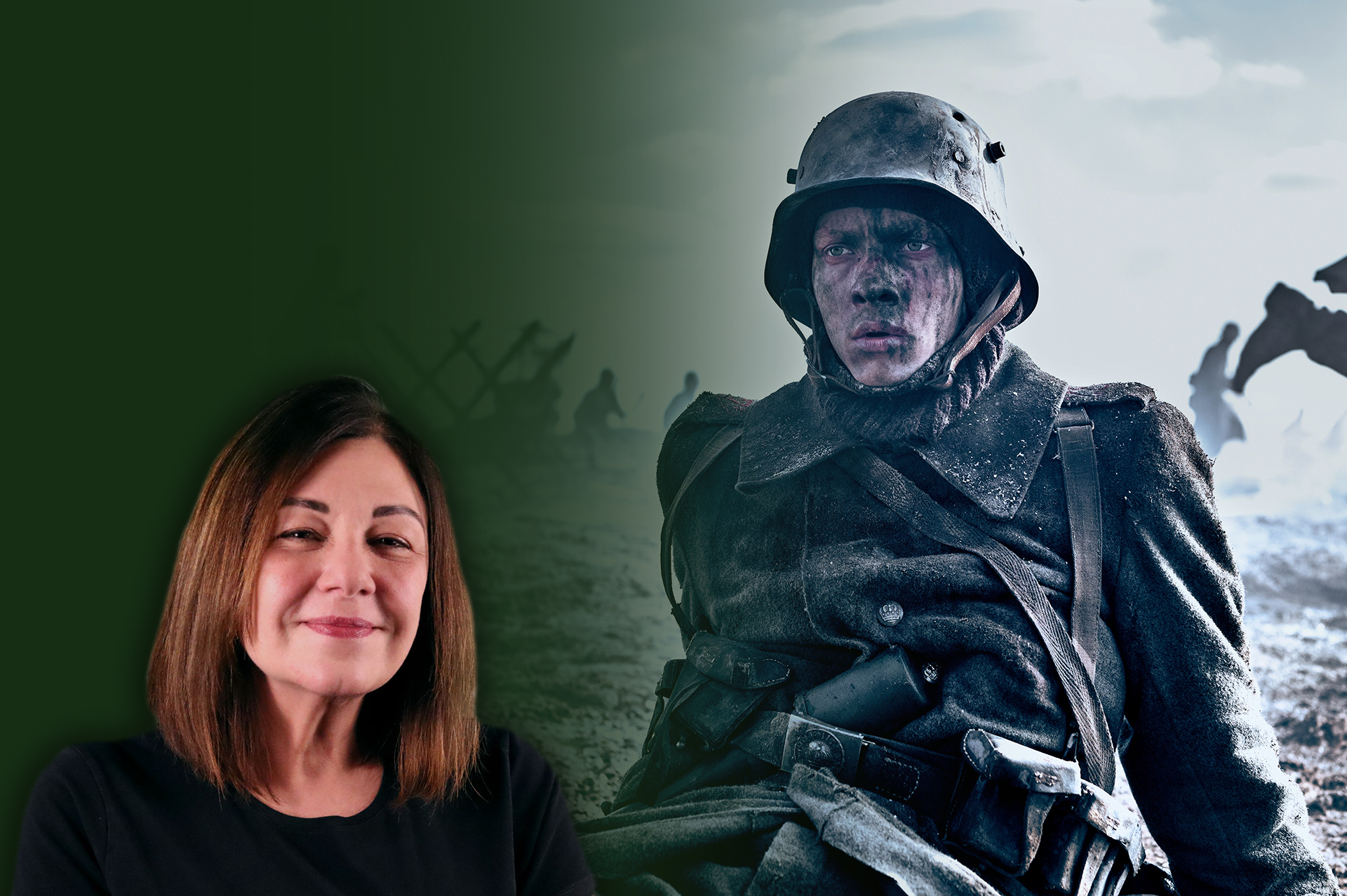 colagem com imagem do filme Nada Novo no front